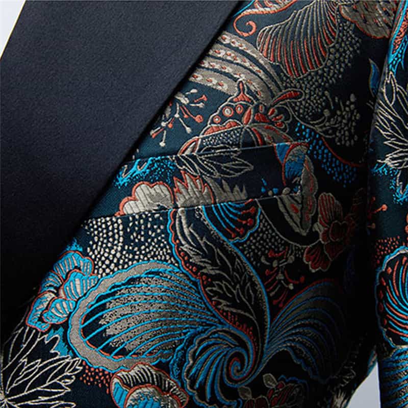 Men 2 Piece Embroidered Tuxedo with Colorful Pattern