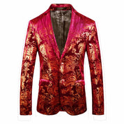 Men Blazer Stylish Dress Party Floral Suit Jacket Slim Fit Sport Coat