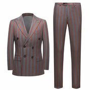 Mens 2 Piece Double Breasted Suit with Striped Pattern