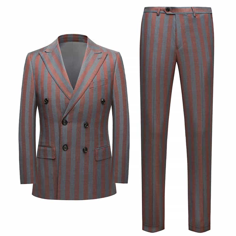 Mens 2 Piece Double Breasted Suit with Striped Pattern