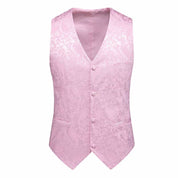 Men Embroidered Vest Slim Fit  Jacquard Black Red Blue Waistcoat For Prom Groomsman Wedding