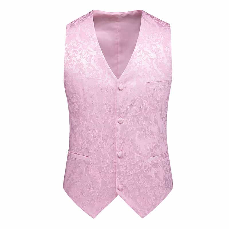 Men Embroidered Vest Slim Fit  Jacquard Black Red Blue Waistcoat For Prom Groomsman Wedding