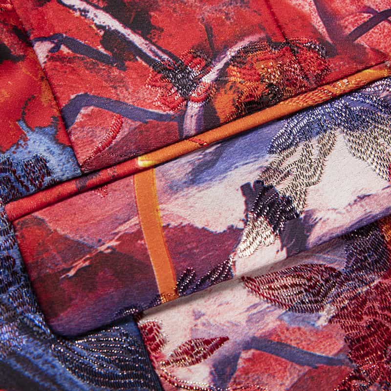 Mens Blazer Slim Fit Two Button Suit Jacket Colorful Floral Printed Sport Coat