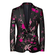 Men's Blazer Metallic Floral Printed Sport Coat Jacket