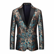 Men's Printed Blazer Slim Fit Sports Coat in Light Blue