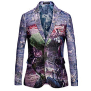 Mens Blazer Slim Fit Two Button Suit Jacket Colorful Floral Printed Sport Coat
