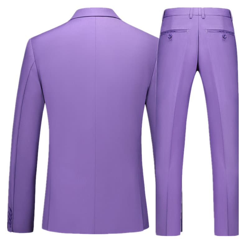 Men's 3 Piece Suit Side Vents in Blue Green Purple Solid Colors
