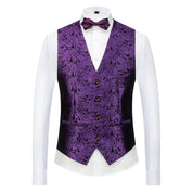 Mens Single Breasted Elegant Printed Vest Slim Fit Solid Waistcoat