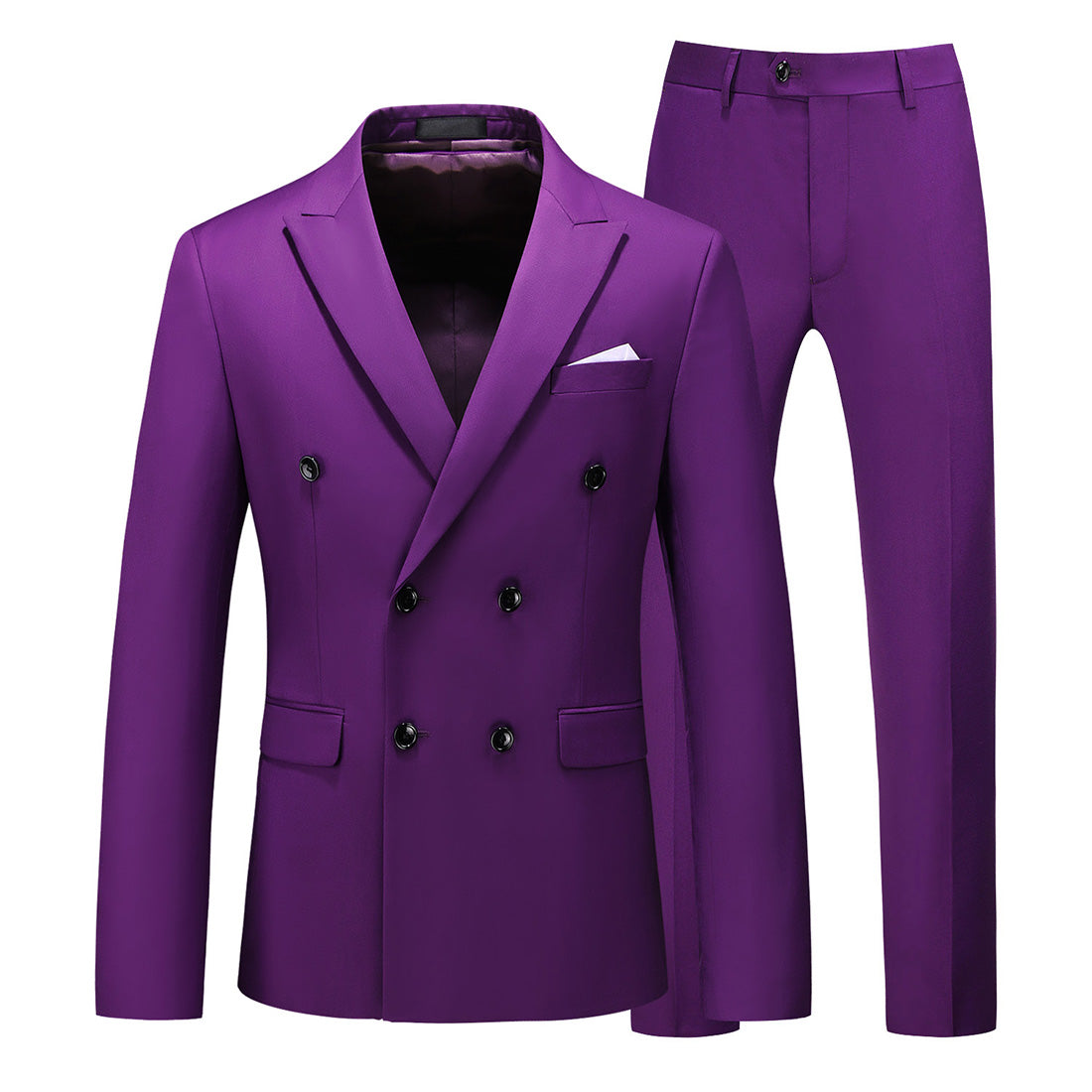 Men 2 Piece Double Breasted Suit With 10 Solid Colors