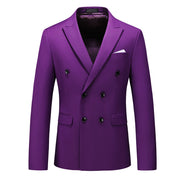 Mens Double Breasted Blazer Solid Sport Jacket 10 Plain Colors