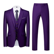 Mens 3 Piece Solid Suit with 12 Plain Colors One Button Closure