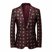 Men's Plaid Blazer in Green Silver Red