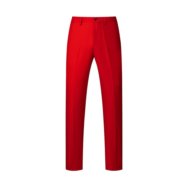 Men Solid Red Leisure 2 Piece Suit One Button Closure