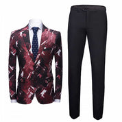 Men 2 Piece Suit Tuxedos with Tie-Dyed Print
