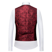 Mens Single Breasted Elegant Printed Vest Slim Fit Solid Waistcoat