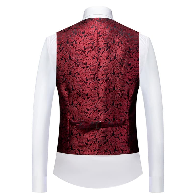 Mens Single Breasted Elegant Printed Vest Slim Fit Solid Waistcoat