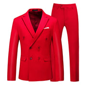 Men 2 Piece Double Breasted Suit With 10 Solid Colors