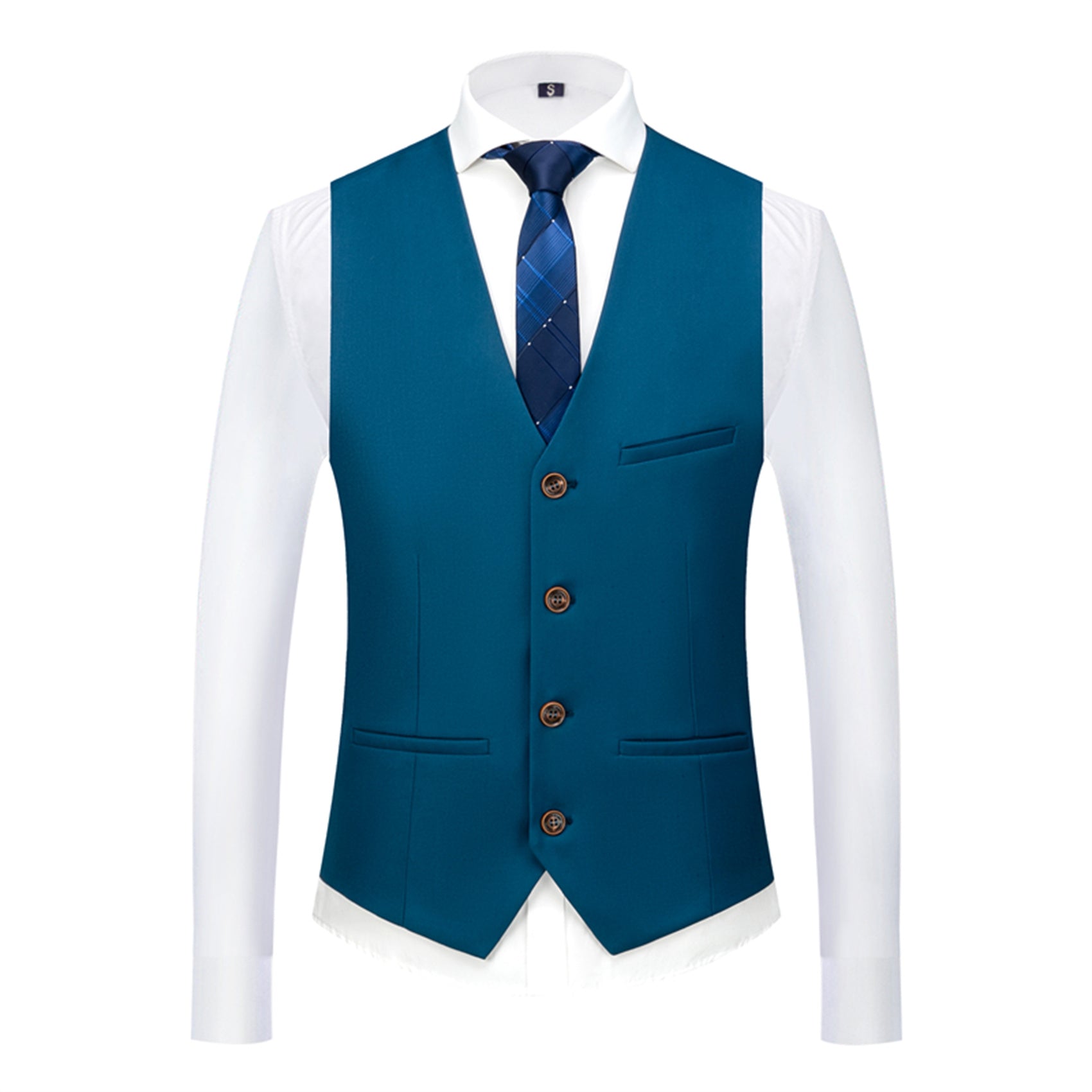 Men's Single Breasted Stylish Plain Vest Four Buttons Slim Fit Solid Waistcoat