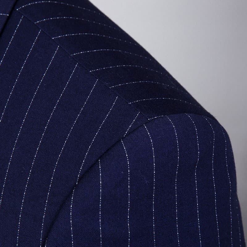 Men's 3 Piece Suit Slim Fit Pinstriped Tuxedos For Wedding Prom Groomsmen White Black Blue Grey