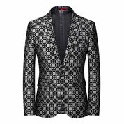 Men's Plaid Blazer in Green Silver Red