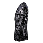 Men's Printed Jacket in Silver One Button