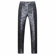 Mens Slim Fit Flat Front Pants Fashion Jacquard Trousers