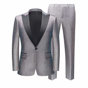 Men's 2 Piece Glittering Tuxedo in Silver for Party Prom