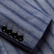 Men Blazer Blue Striped Suit Jacket Slim Fit One Button Pinstriped Sport Coat