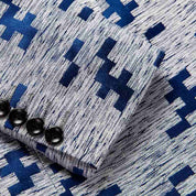 Mens Blazer Slim Fit One Button Printed Suit Jacket Blue Pattern Sport Coat