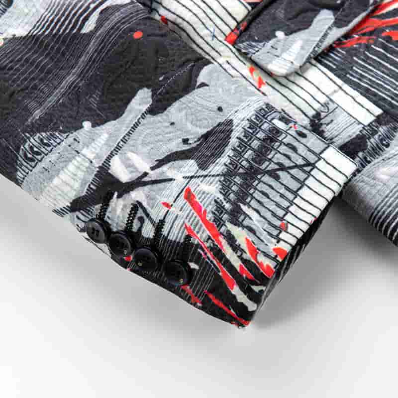 Men's Printed White Prom Blazer Sports Coat One Button