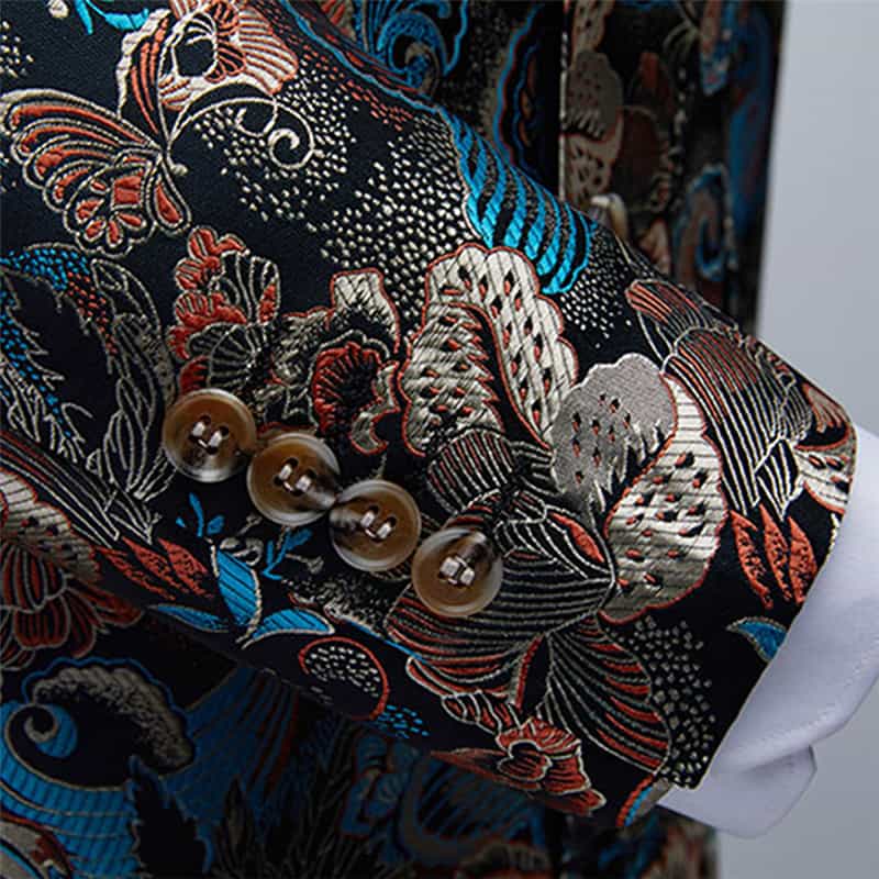 Men 2 Piece Embroidered Tuxedo with Colorful Pattern
