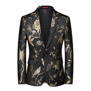 Men's Blazer Metallic Floral Printed Sport Coat Jacket