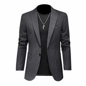 Men's Blazer Slim Fit Pinstripe One Button Suit Jacket