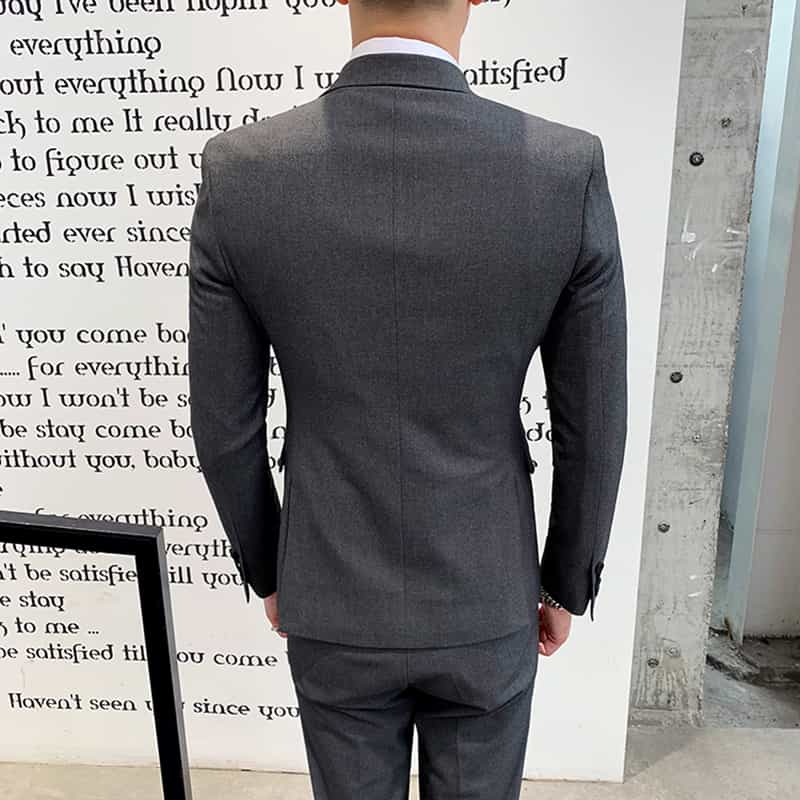 Mens 3 Piece Double Breasted Suits  in Solid Brown Black Grey
