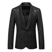 Men 3 Piece Floral Tuxedo in Black & White