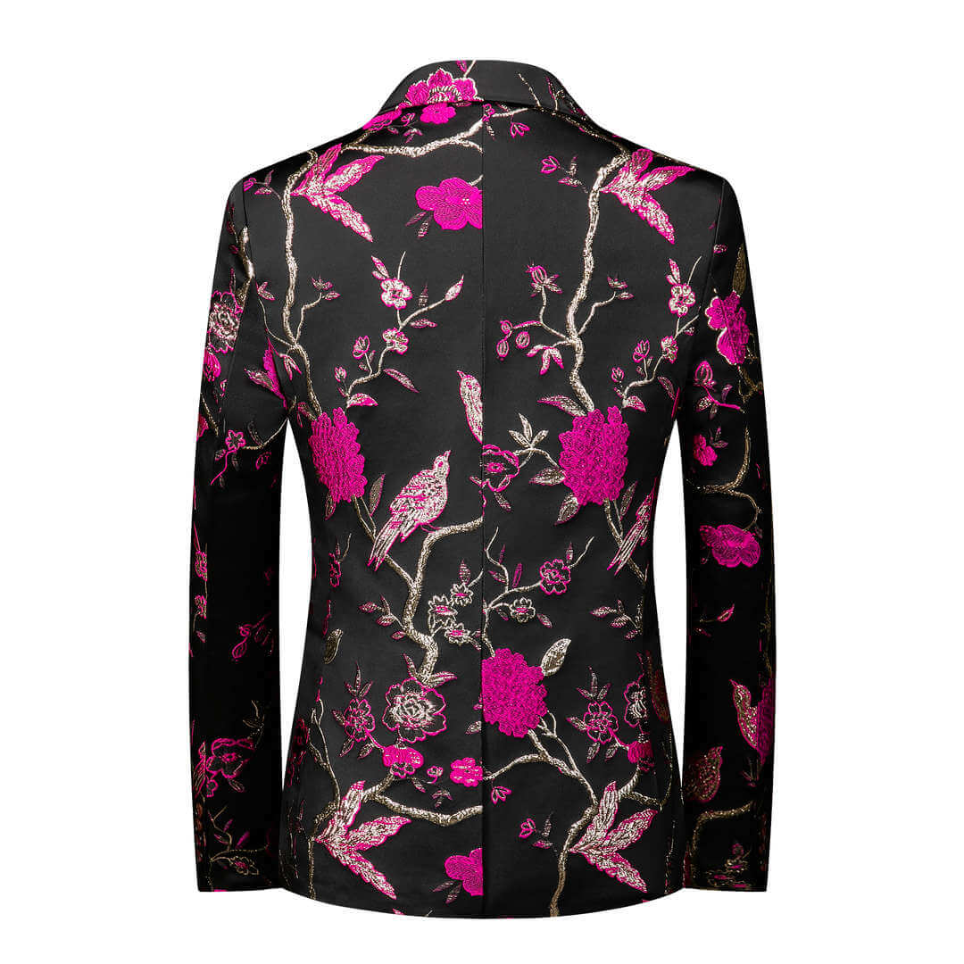 Men's Blazer Metallic Floral Printed Sport Coat Jacket