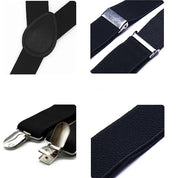 Mens Y-Shape Adjustable Suspender With 12 Solid Solid Elastic Straps