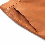 Mens Slim Fit Flat Front Pants Solid Beige Trousers