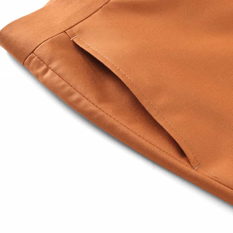 Mens Slim Fit Flat Front Pants Solid Beige Trousers