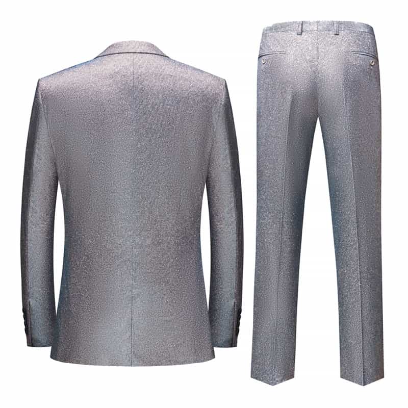 Men's 2 Piece Glittering Tuxedo in Silver for Party Prom