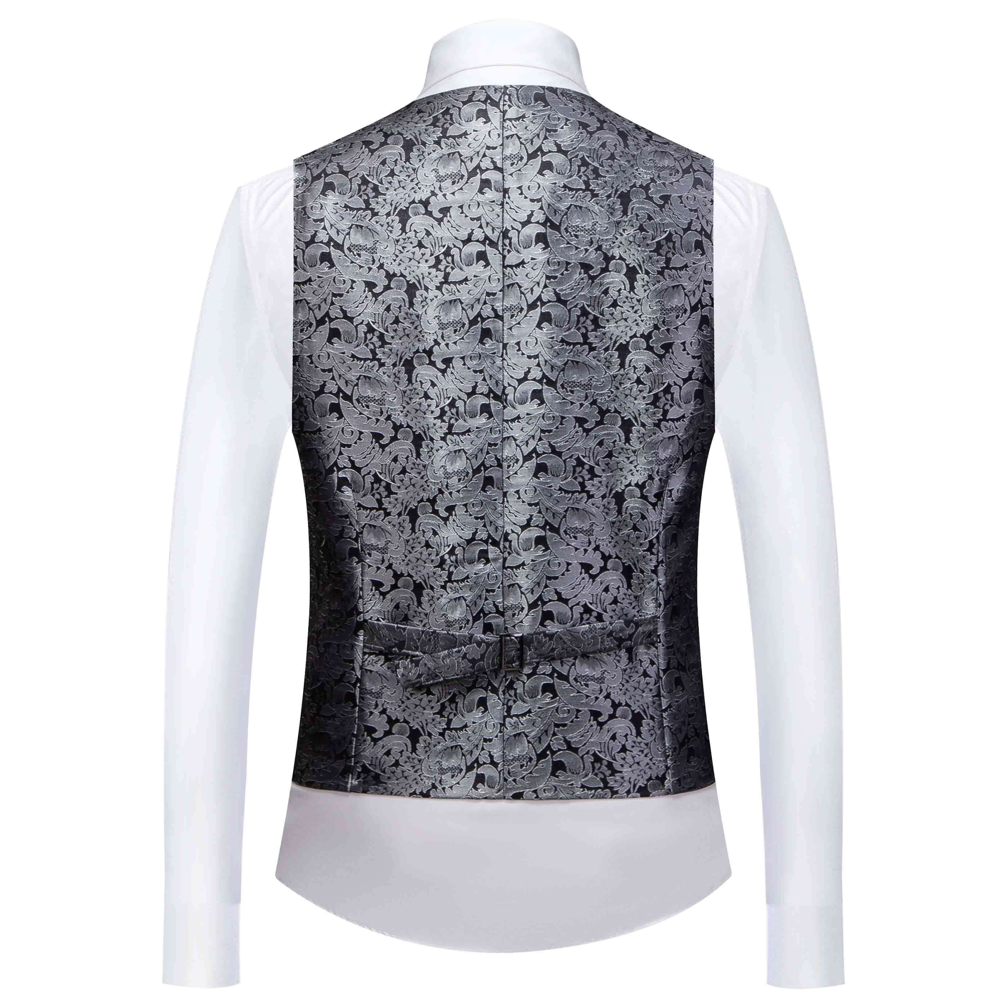 Men 3 Piece Jacquard Tuxedo with Floral Pattern