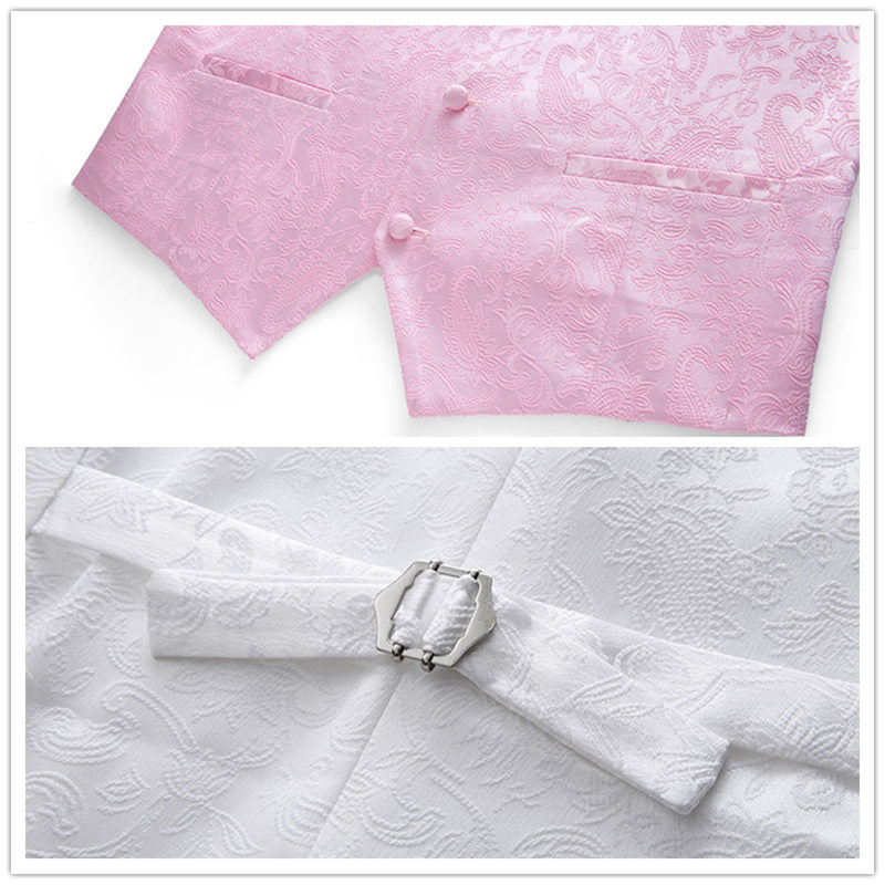 Men Embroidered Vest Slim Fit  Jacquard Black Red Blue Waistcoat For Prom Groomsman Wedding