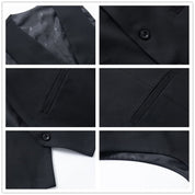 Men 3 Piece Solid Suit Two Buttons In Black