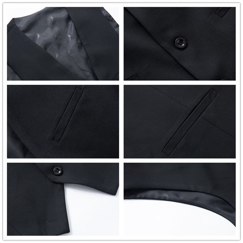Men 3 Piece Solid Suit Two Buttons In Black