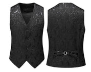 Men 3 Piece Floral Tuxedo in Black & White