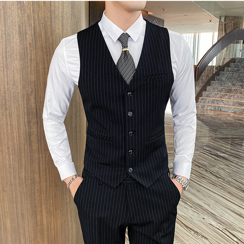 Men's Suits 3 Piece Striped Tuxedo Skinny Pinstriped Tux