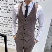 Mens 3 Piece Double Breasted Suits  in Solid Brown Black Grey