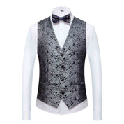 Men 3 Piece Jacquard Tuxedo with Floral Pattern