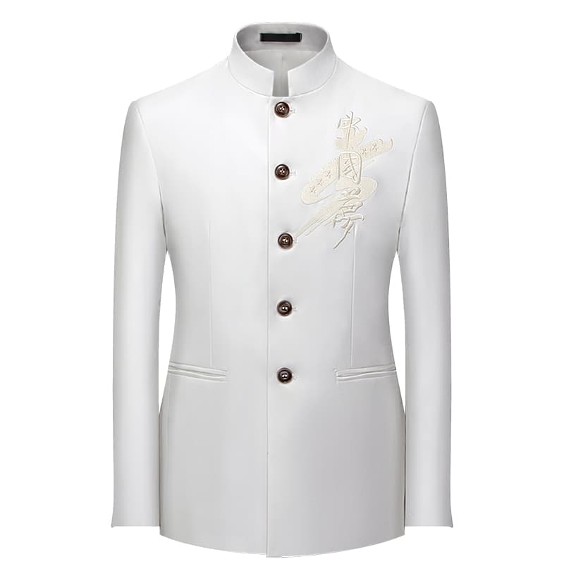 Mens Tang Blazer Embroidered Mandarin Collar Suit Jacket in 6 Colors