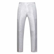 Mens Slim Fit Flat Front Pants Fashion Jacquard Trousers